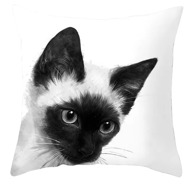Axyaa Cartoon Dog Cat Printed Cushion Cover for Kid Room Decor 45X45CM