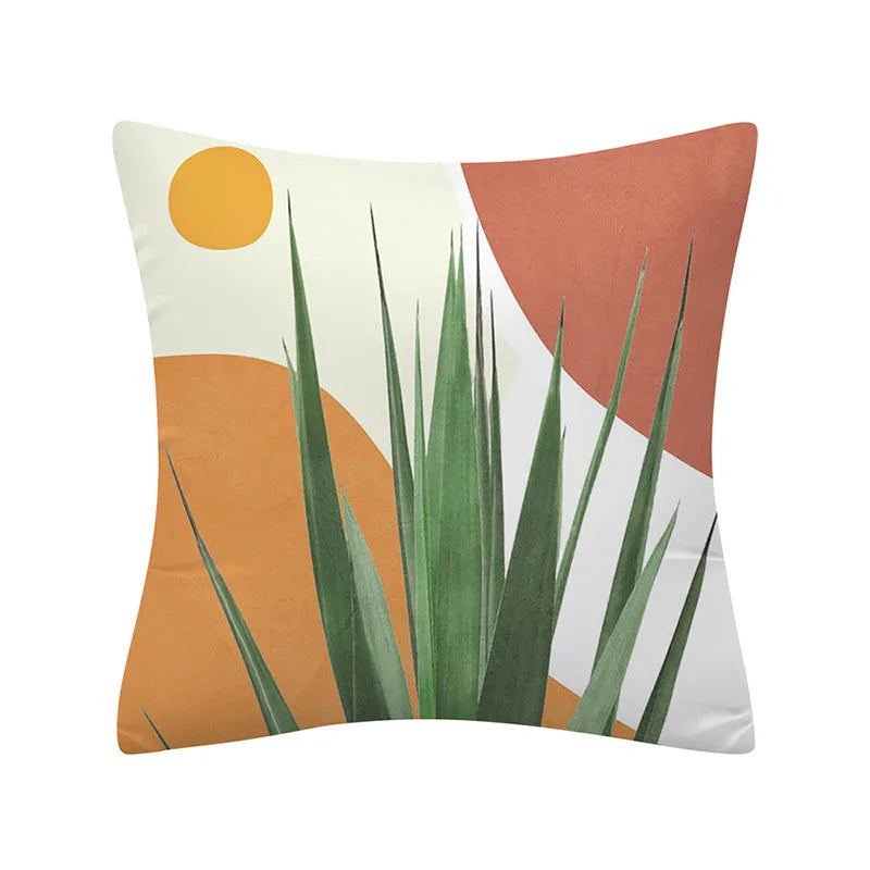 Axyaa Cactus Plant Pattern Pillow Cover Abstract Art Sofa Throw Decor Case