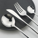 Axyaa 8Pcs Dinner Spoon Set Stainless Steel Gold Black Cutlery Kitchen Flatware