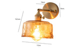Axyaa Amber Glass Wall Lamp Switch, Modern Copper LED Wall Light for Home, Bedroom, Living Room