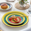 Axyaa Arco 18-Piece Handpainted Ceramic Tableware Set - Spiral & Colourful Stoneware Dinner Set