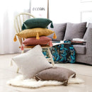 Axyaa Linen Pillow Covers with Tassels - 18x18" Square Throw Pillows for Home Decor