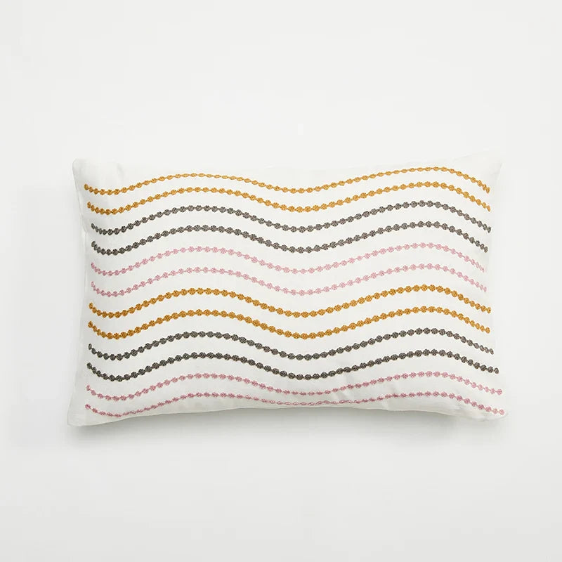 Chic Daisy Dandelion Embroidery Cushion Cover by Axyaa