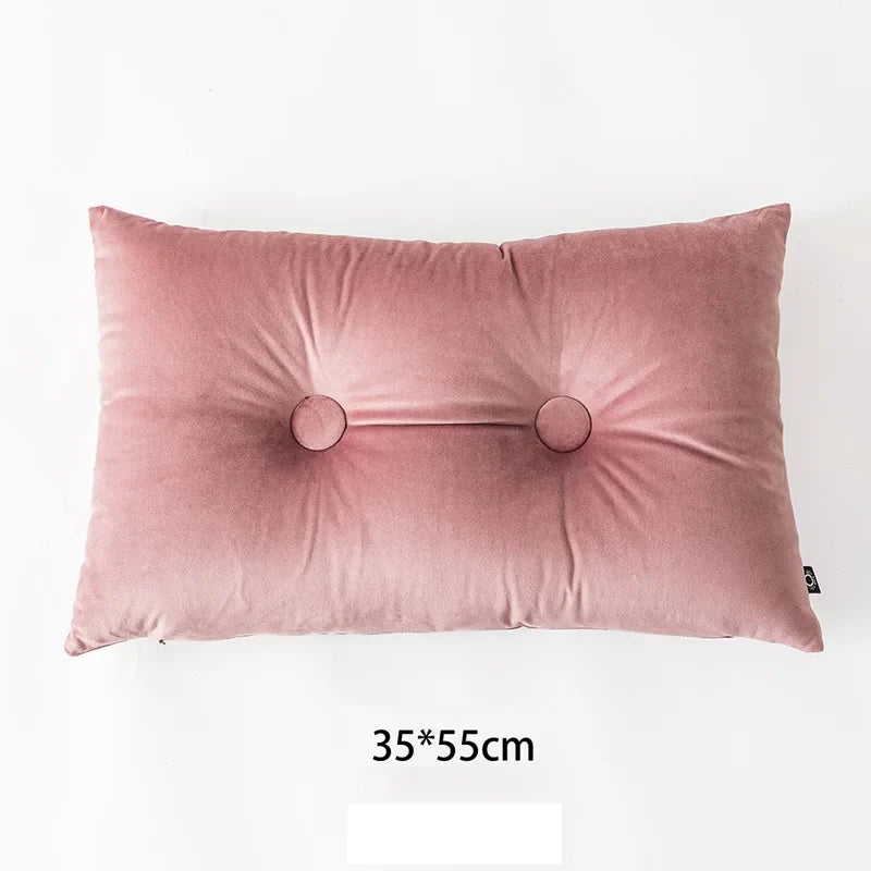 Axyaa Soft Velvet Button Cushion in Pink/Blue, 45x45cm
