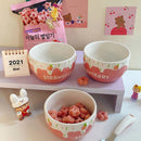 Axyaa Sweet Strawberry Ceramic Bowl for Girls - Ideal for Ice Cream, Dessert, Fruit Salad