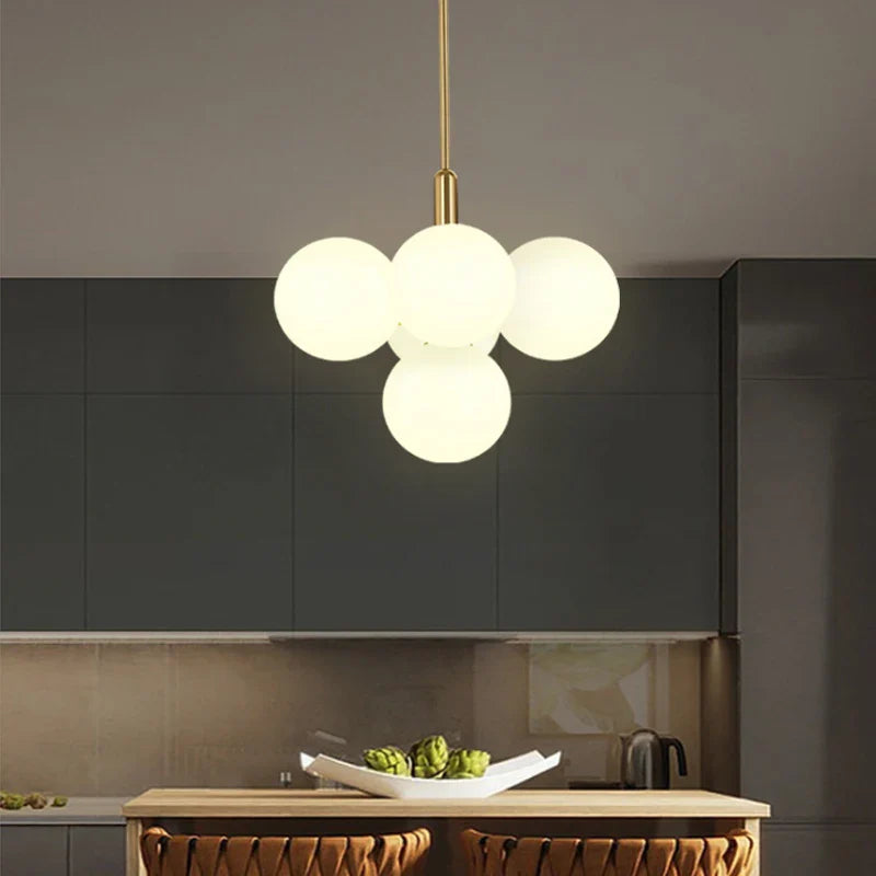 Axyaa Nordic Glass Ball Pendant Lights: Modern LED Ceiling Decor.