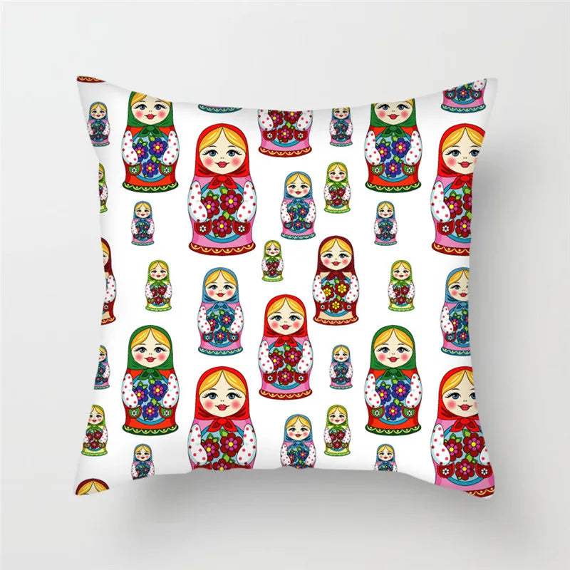 Axyaa Cartoon Doll Pattern Polyester Cushion Cover for Home Decor