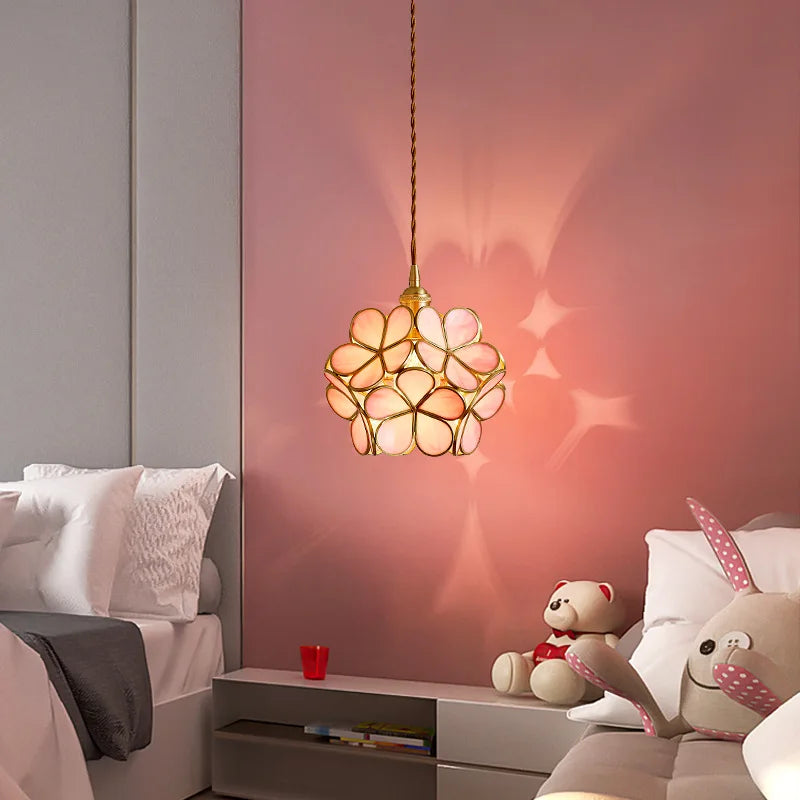Axyaa Glass Flower Pendant Lights Modern Design LED Pendant Lamp for Dining Room