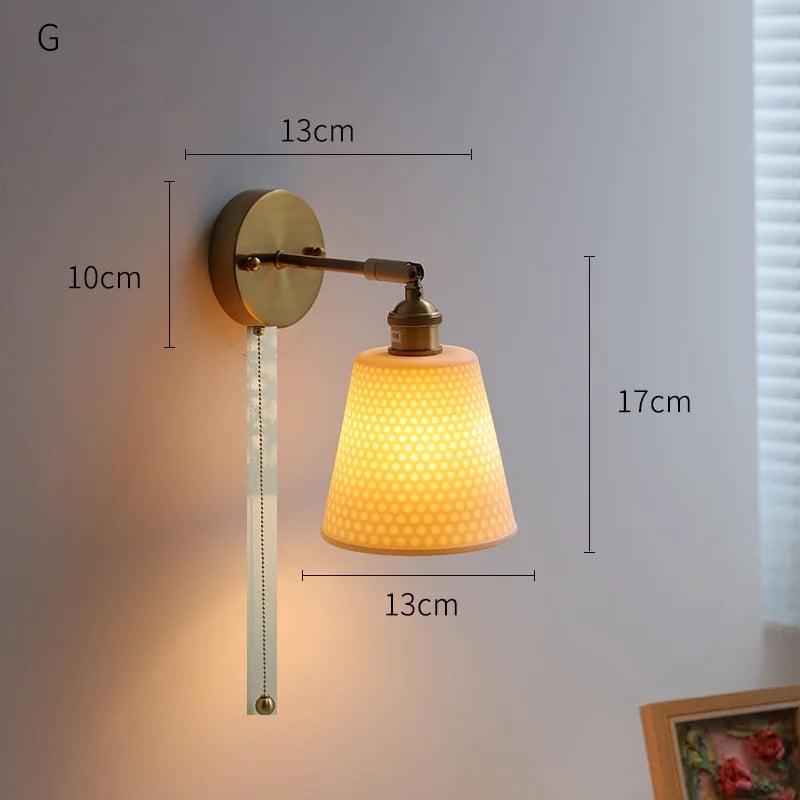 Axyaa Ceramic LED Wall Lamp with Knob Switch for Bedroom, Bathroom, and Stairway