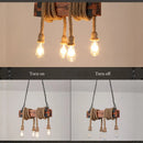 Axyaa Retro Industrial Wood Chandelier Pendant Lamp E27 Hanging Fixture