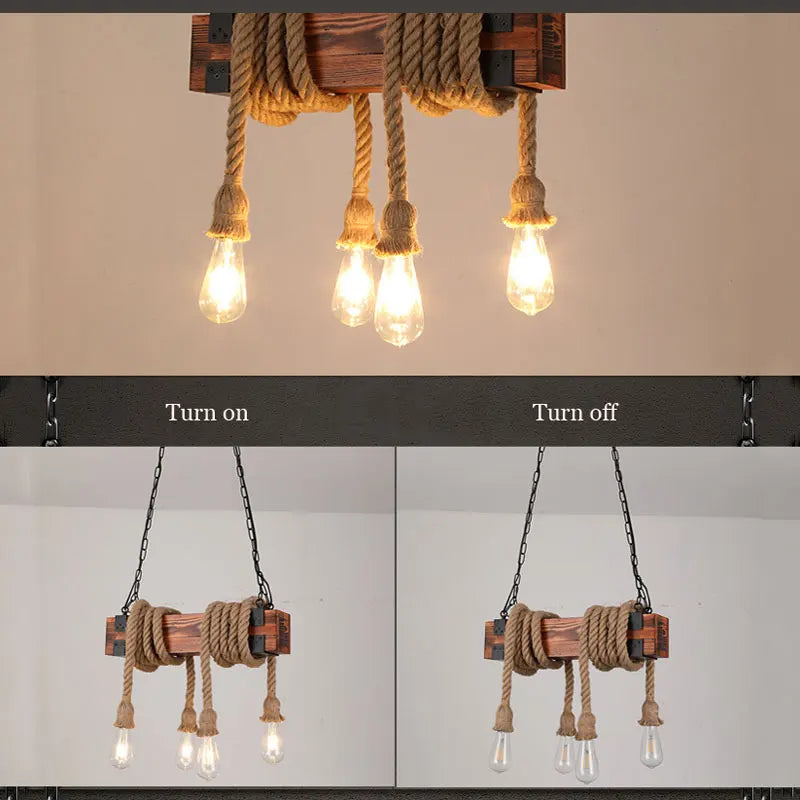 Axyaa Retro Industrial Wood Chandelier Pendant Lamp E27 Hanging Fixture