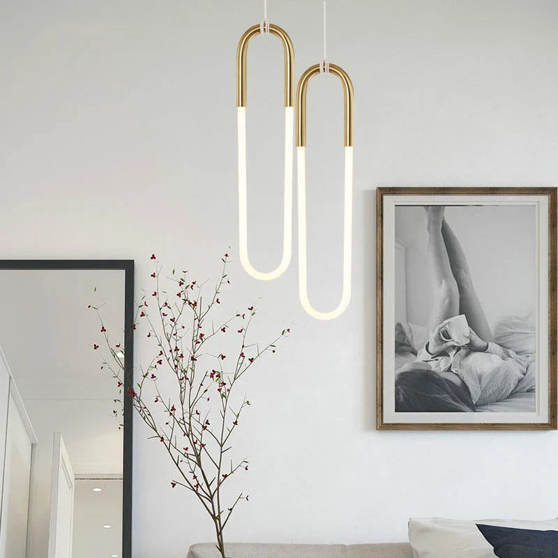 Axyaa Gold U Style Pendant Lights for Living Room - Energy Saving Hanglamp
