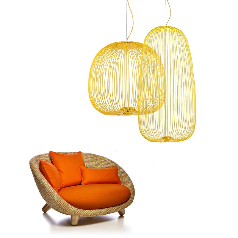 Axyaa Spokes Pendant Lamp: Modern Bird Cage LED Light for Kitchen, Dining Room & Home Decor