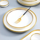 Axya Porcelain Dinner Tray Set - White Ceramic Tableware Kitchen Plates Bowls