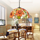 Axyaa Nordic Tiffany Glass Chandelier: Peacock Design E27 Country Lamp