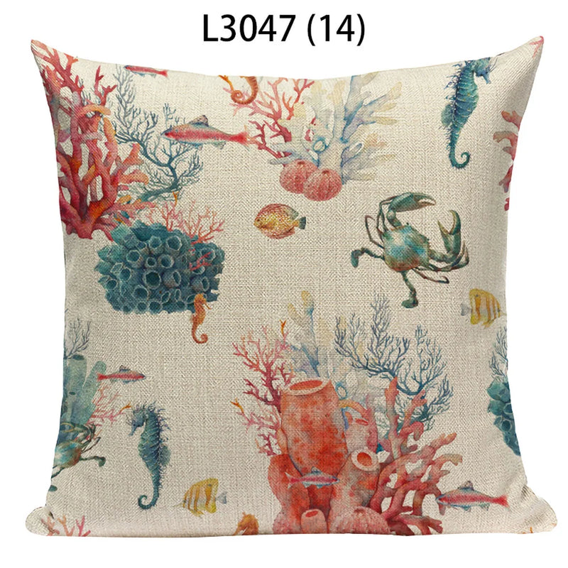 Axyaa Ocean Life Pillow Covers for Home Decor