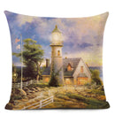 Axyaa City Landscape Oil Painting Cushion Cover | Autumn Winter Art Decor Pillow Case