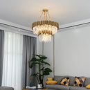 Axyaa Gold Metal Glass Crystal Chandelier for Modern Living Room & Bedroom