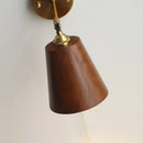 Axyaa Adjustable Wooden Wall Lamp with Copper Arm, Modern LED Wall Sconce