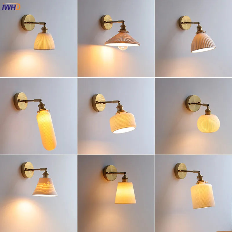 Axyaa Ceramic LED Wall Lamp with Knob Switch for Bedroom, Bathroom, and Stairway