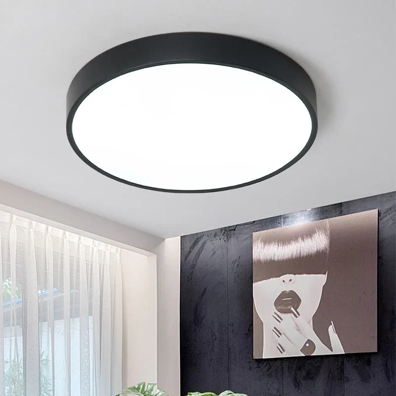 Axyaa Ultra-thin LED Round Ceiling Light Dimmable Remote Control in White or Black