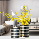 Axya Geometric Black & White Grid Ceramic Storage Jar with Cover