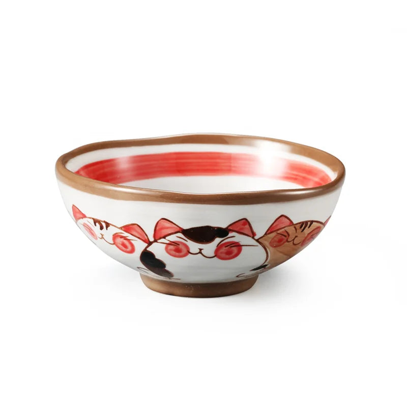 Axya Fortune Cat Ceramic Noodle Bowl Set