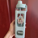 Axyaa Kawaii Shaker Bottle 700ml/900ml Straw Cute BPA-Free Plastic Gourde