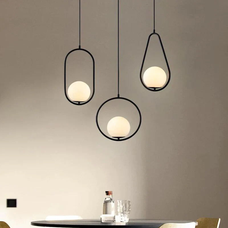 Axya Glass Ball Pendant Lights Industrial Hanging Lamp for Kitchen Dining Bedroom