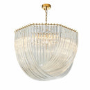 Axyaa Lustre Plate Metal LED Pendant in Gold/Chrome - Glass Round Chain Hanging Lamp