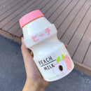 Axyaa Frosted Plastic Fruit Water Bottle 480ml Cute Leakproof Kawaii Milk Carton Shape