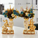 Axyaa Ceramic Golden Elephant Vase Set of 2