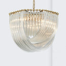 Axyaa Lustre Plate Metal LED Pendant in Gold/Chrome - Glass Round Chain Hanging Lamp
