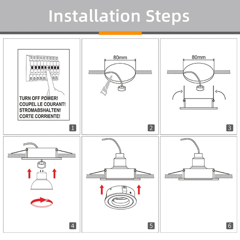 Axyaa Adjustable LED Ceiling Downlight Frame Black/Silver GU10/MR16 Spotlight