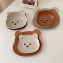 Axyaa Kawaii Bear Ceramics Bowl Plate Set - Cute & Korean-Inspired Tableware