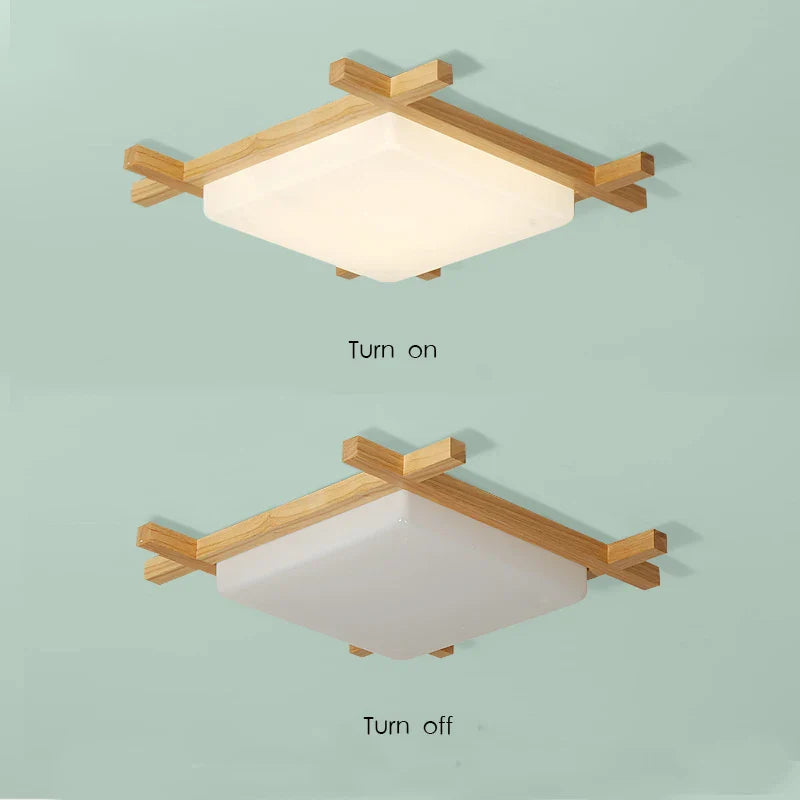 Axyaa Wood Flush Mount Ceiling Light for Living Room Bedroom
