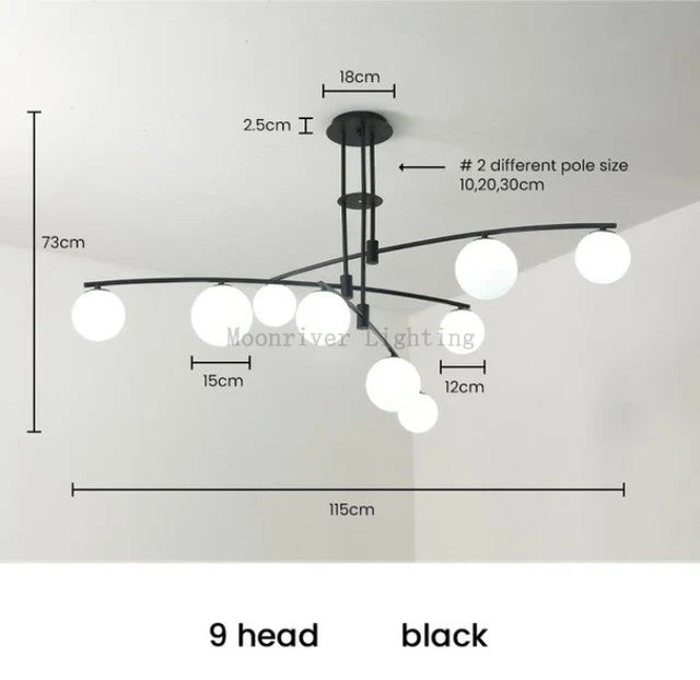 Axyaa Nordic Magic Bean Chandelier, Modern Simple Creative Lighting for Living Room