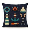 Axyaa Mediterranean Lighthouse Sail Print Pillow Cover for Home Decor