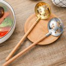 Axyaa Wooden Spoon with Stainless Steel Long Handle for Kitchen Dining Tableware