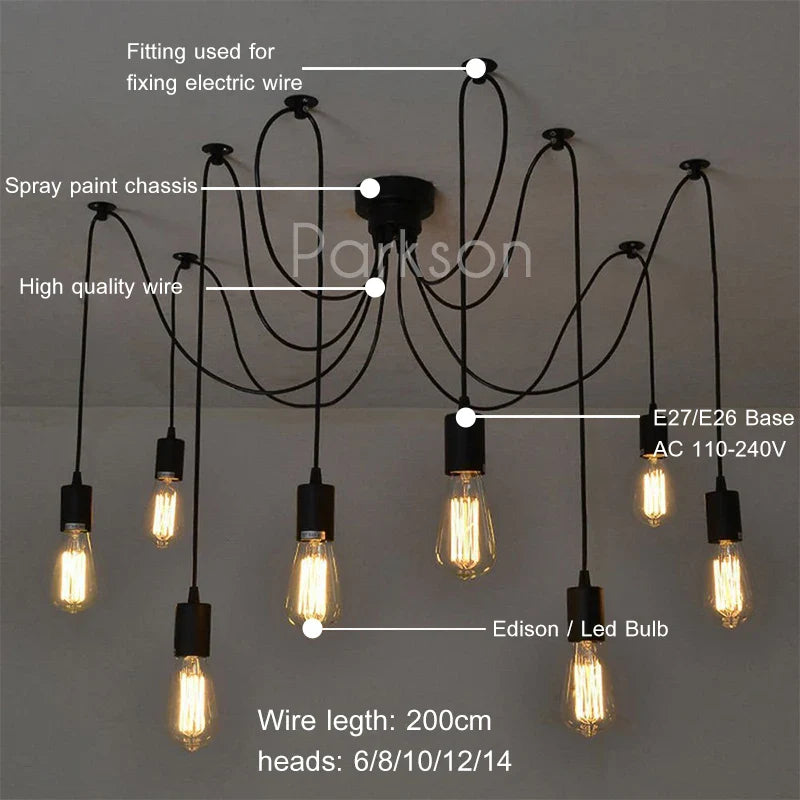 Axyaa Retro Spider Pendant Lights for Home Decoration