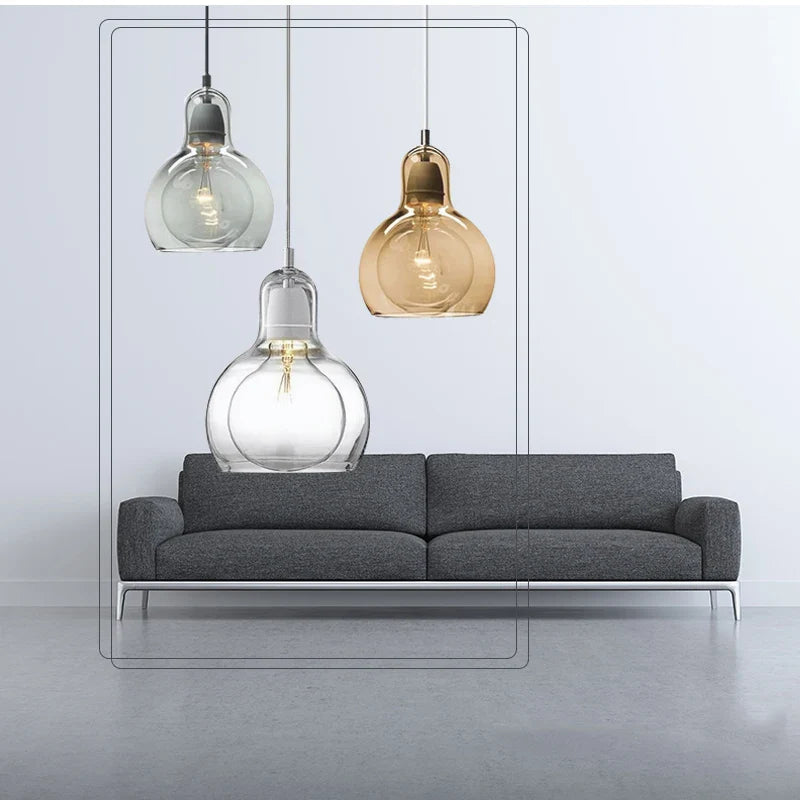 Axyaa Modern Glass LED Pendant Light - Elegant Retro Dining Room and Bar Lamp E27