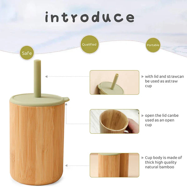 Axya Baby Straw Cup: BPA-Free Silicone, Detachable Bamboo, Learning & Soft Straw Cup