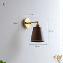 Axyaa Adjustable Wooden Wall Lamp with Copper Arm, Modern LED Wall Sconce