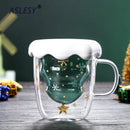 Axyaa Double Wall Glass Christmas Tree Mug: Creative Holiday Gift for Coffee, Milk, Juice