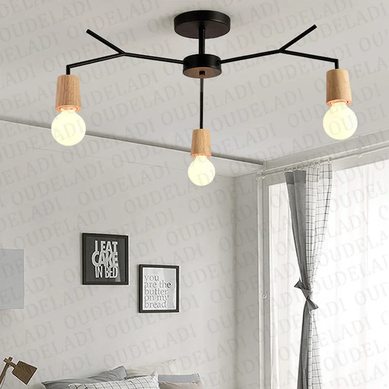 Axya Retro Loft Wooded Ceiling Lamp for Modern Home Decor