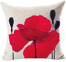 Axyaa Red Poppy Watercolor Cushion Cover
