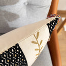Axyaa Boho Style Gold Embroidered Cotton Pillow Cover, Black Ivory 45x45/30x50cm