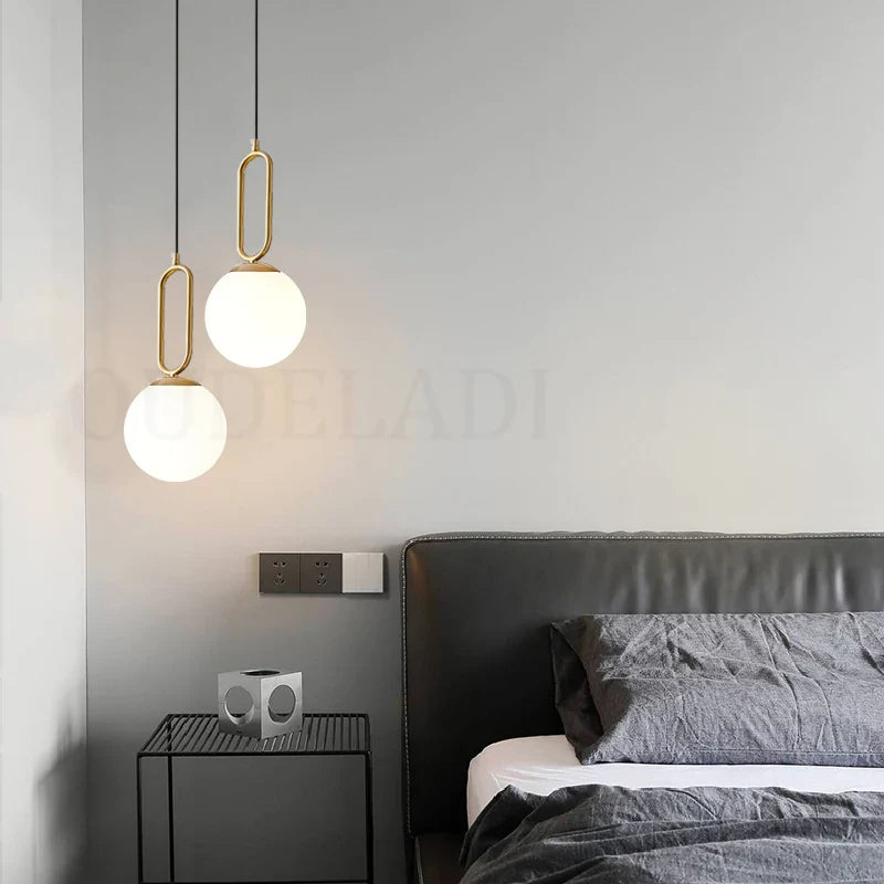 Axya Glass Ball Brass Pendant Lamp - Modern Nordic LED HangLamp