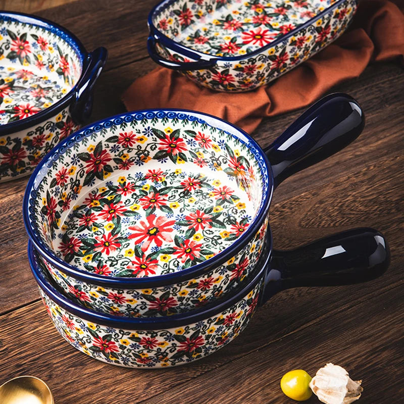 Axyaa Hand-Painted Polish Baking Dish - Artistic Addition to Your Kitchen