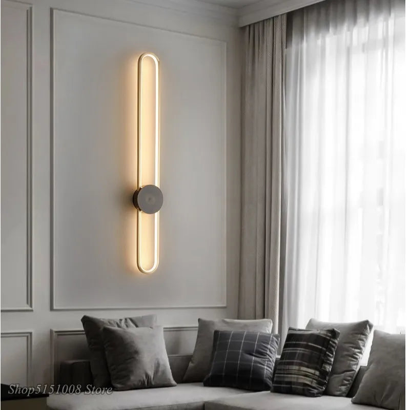 Axyaa Oval Wall Lamp: Modern Minimalist Golden Black for Living Room Staircase & Bedside Decor